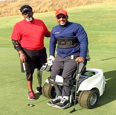 Adaptive golfer using an accessible golf cart